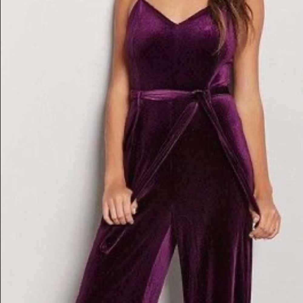 Velvet wide leg jumpsuit